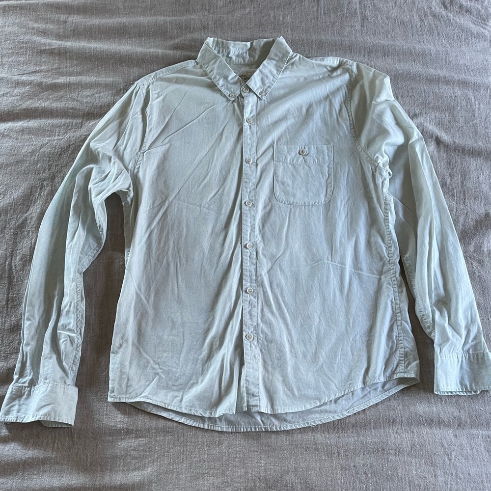 Joe’s jeans vintage wash, very light paisley patterned button down.